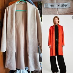 ZARA Basic Nude Pink Faux Suede Coat